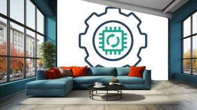 Automation icon. line icon style. gear with cpu. icon related to efficiency. productivity elements vector illustration Wall mural