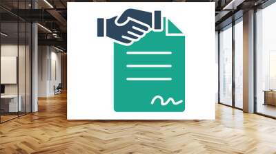 Contract icon. document with handshake. solid icon style. icon related to law and justice.  law elements vector illustration Wall mural