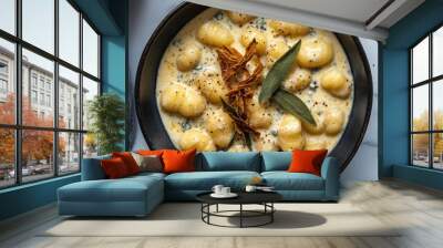 Gnocchi with Creamy Sauce, Sage, and Crispy Garlic Wall mural