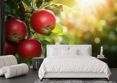 Red Apples on a Tree Branch Wall mural