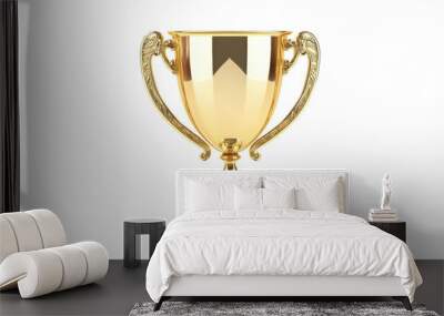 A shiny gold trophy with two handles on a black base, representing success, achievement, and excellence in competitions or awards. Wall mural