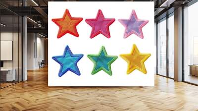 Colorful star shapes in a variety of vibrant colors. Perfect for decorations, crafts, or educational projects. Wall mural