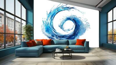 Dynamic blue water swirl in motion, representing fluidity and energy, isolated on a transparent background. ideal for artistic and conceptual use. Wall mural