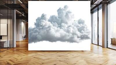 Fluffy white cloud isolated on a transparent background. Perfect for weather forecasting, nature illustrations, and educational resources. Wall mural