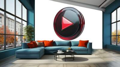 Glossy red play button icon with a transparent background. perfect for multimedia, entertainment, and user interface design concepts. Wall mural