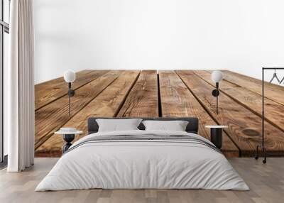 Rustic wooden table top. Ideal for product display, background, or texture. Natural wood grain adds character. Wall mural