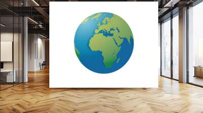 Vector illustration of Earth globe showing Europe, Africa, and Asia, representing global geography and environmental awareness. Wall mural