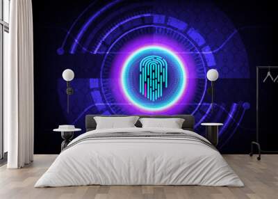 Tech circle scan finger identity control electronic technology futuristic security graphic design vector illustration Wall mural