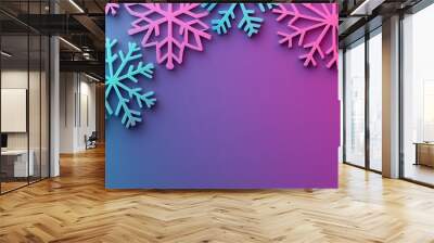 Colorful Polygon Snowflakes in Neon Hues Wall mural