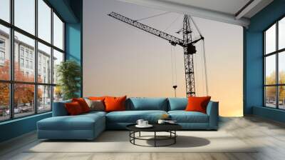 Crane and building construction. Wall mural