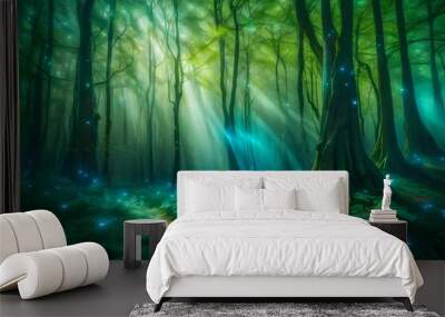 forest in the morning light Wall mural