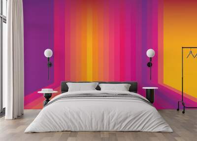 Abstract multicolored futuristic background with dynamic sunset stripes, perspective lines. Hipster style. Vector social media, print, Web, sport Wall mural