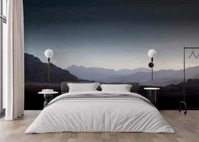 night desert landscape with rocky mountains and sunset sky with clouds in Sharm El Sheikh Wall mural