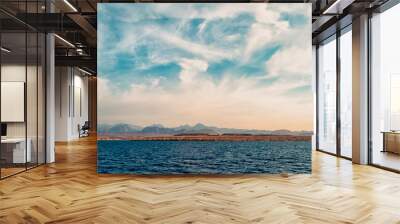 rocky coast of the Red Sea and.blue sky with clouds Wall mural