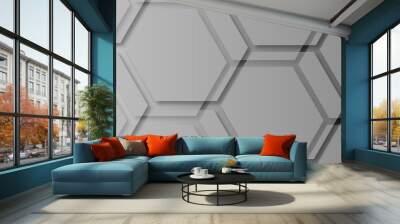 Abstract hexagon background.  Luxury grey pattern with hexagons. Digital futuristic banner technology concept background. Design for science, banner, medicine or technology background.  Wall mural