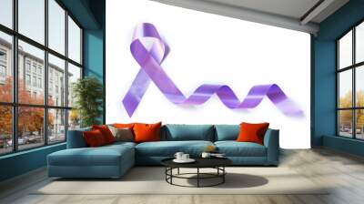 World cancer day purple awareness ribbon on white background Wall mural