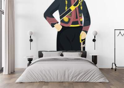 Turkish sailor army uniform. Standing soldier holding a sword. Wall mural