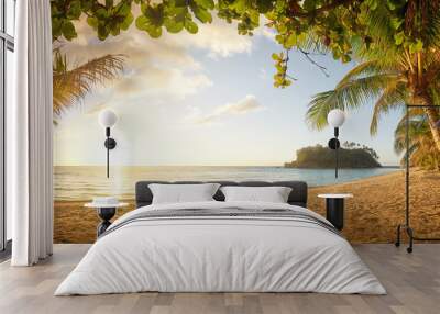 Panoramic view on Beautiful colorful sunset over sea. Phillipines Islands. Wall mural