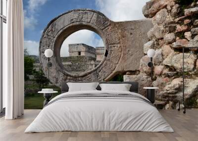 stone ring for ball games in Uxmal, Yucatan Wall mural