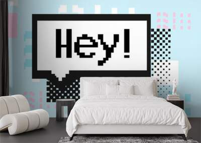 8 bit speech bubble shapes. Hey Wall mural