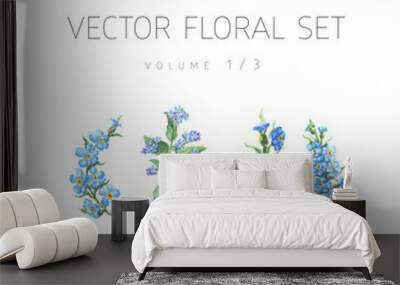 Bright watercolor floral vector set Wall mural