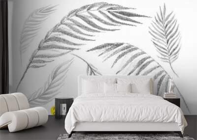 Universal trend dotty leaves set. Dotted bright bold elements co Wall mural