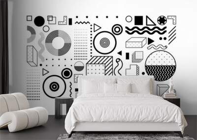 Universal trend halftone geometric shapes set Wall mural