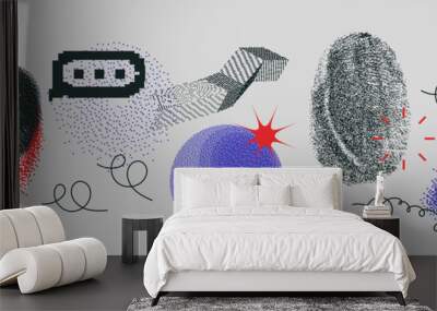 universal trendy textured geometric bright bold shapes set Wall mural