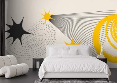 universal trendy textured geometric bright bold shapes set Wall mural