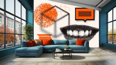 Universal trendy textured geometric bright bold shapes set Wall mural