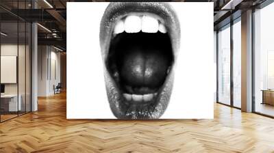 Wide open Halftone Female Mouth. Front view Wall mural