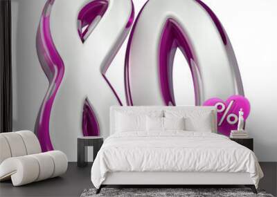 3d sales pink and white discount price tag for composition 80 percent, amazing for valentine day Wall mural