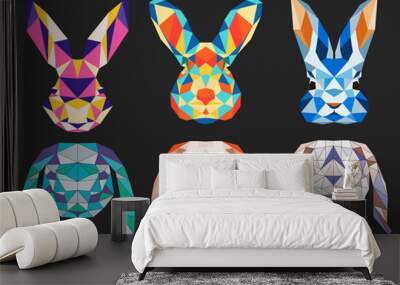 big set of polygonal rabbit symbol of new year Wall mural