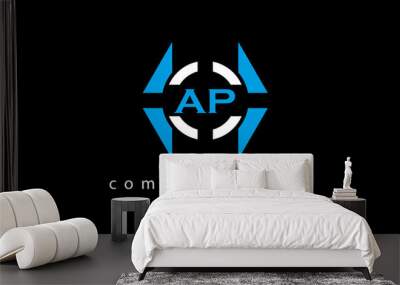 AP creative polygon with circle latter logo design vector Wall mural