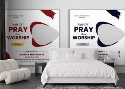 Night prayers worship conference flyer social media and web banner Wall mural