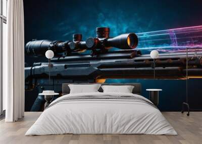 A hightech sniper rifle with a holographic scope Wall mural