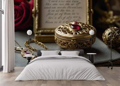 A luxurious Victorian style locket box Wall mural