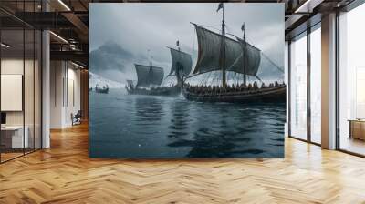 ship in the sea Wall mural