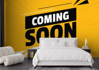 Coming soon with megaphone design on abstract background Wall mural