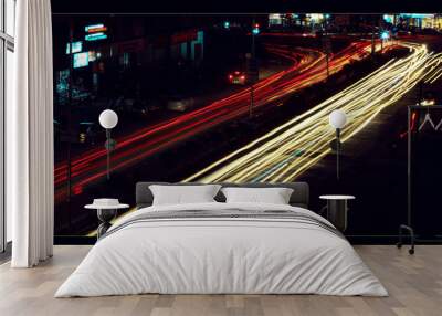 traffic in city at night Wall mural