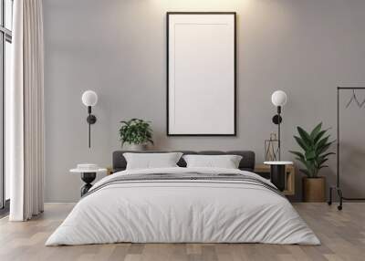 Mockup poster frame on the wall of living room. Luxurious apartment background. Wall mural