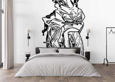 Motorcycle vector illustration, Motorcycle coloring page for book and drawing, Line art motorcycle. Wall mural