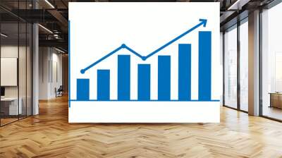 Blue color positive business graph chart icon on white background Wall mural