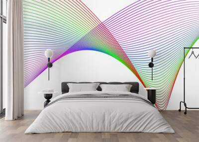 Colorful Wavy Lines on White Background Wall mural