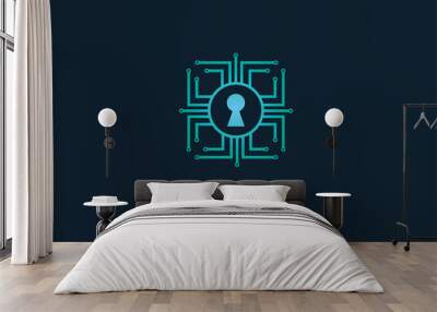 Cyber security logo icon Wall mural