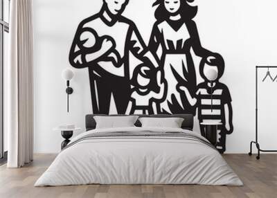 Family vector illustration silhouette design Wall mural