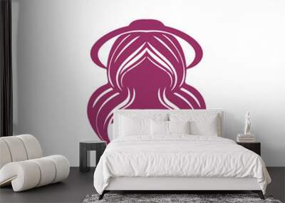 Creative Vector beautiful hairstyle woman silhouette Wall mural