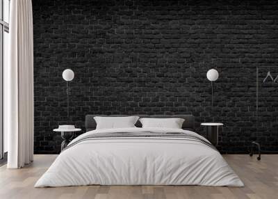 Old black brick wall background. Wall mural