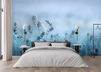 Soft blue spring floral background Wall mural