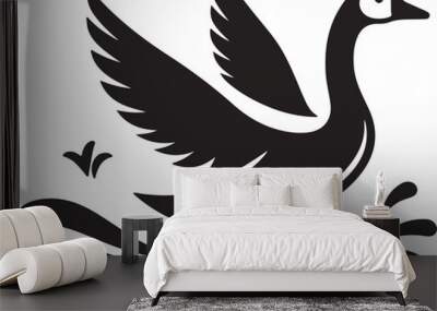 Duck icon logo vector illustration silhouette art Wall mural